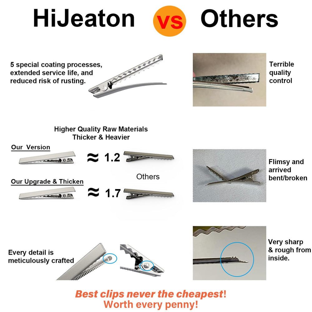 HiJeaton clip aligator para cabello, apertura suave y uso diario.