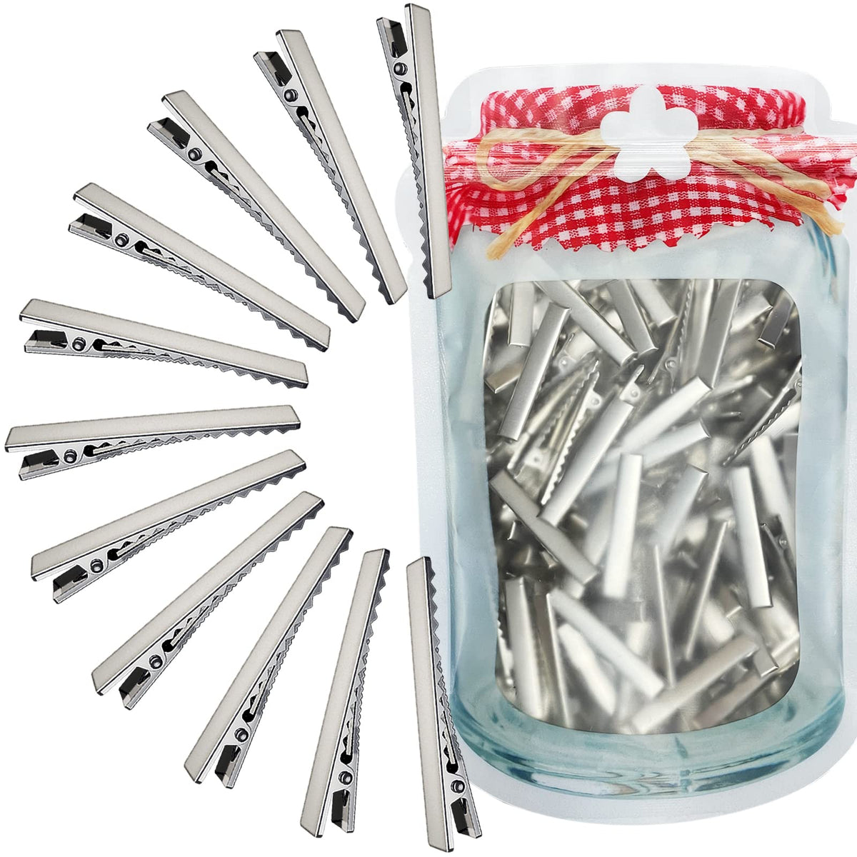HiJeaton clips de pelo para lazo alligator metálicos de 4,5 cm, sujeción duradera.