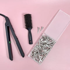 HiJeaton silver metal clip with smooth edge reduces snags during styling