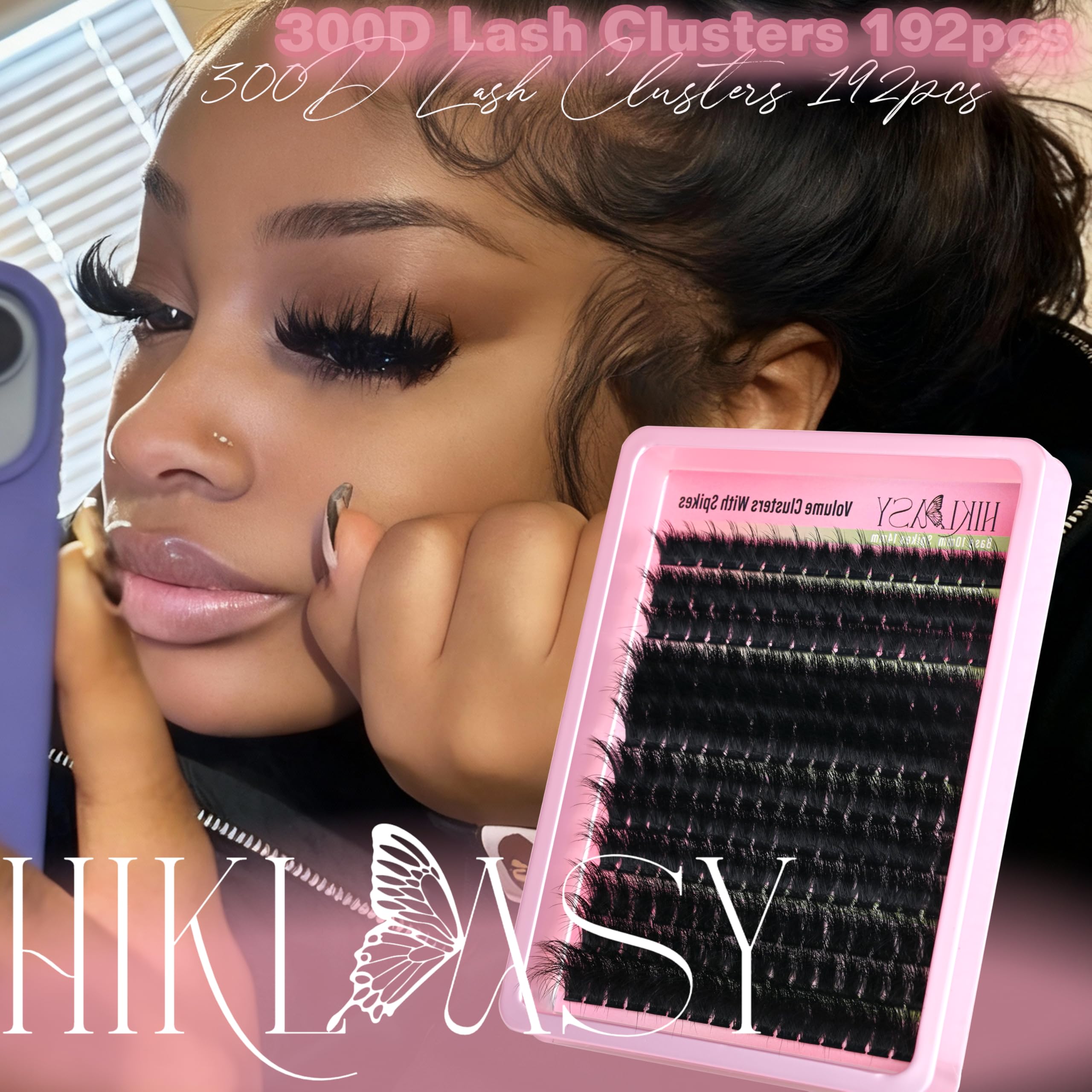 HK HIKLASY unboxing shows premium lash clusters and sturdy packaging.