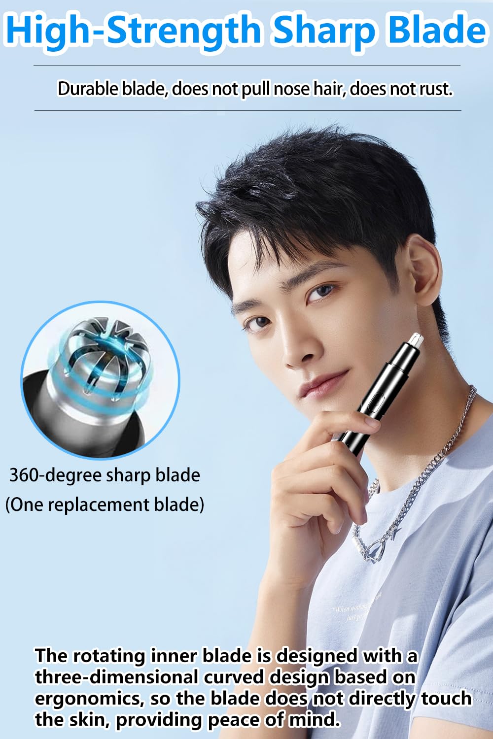 HILIYOT nose hair trimmer with USB-C charging for fast, convenient power.