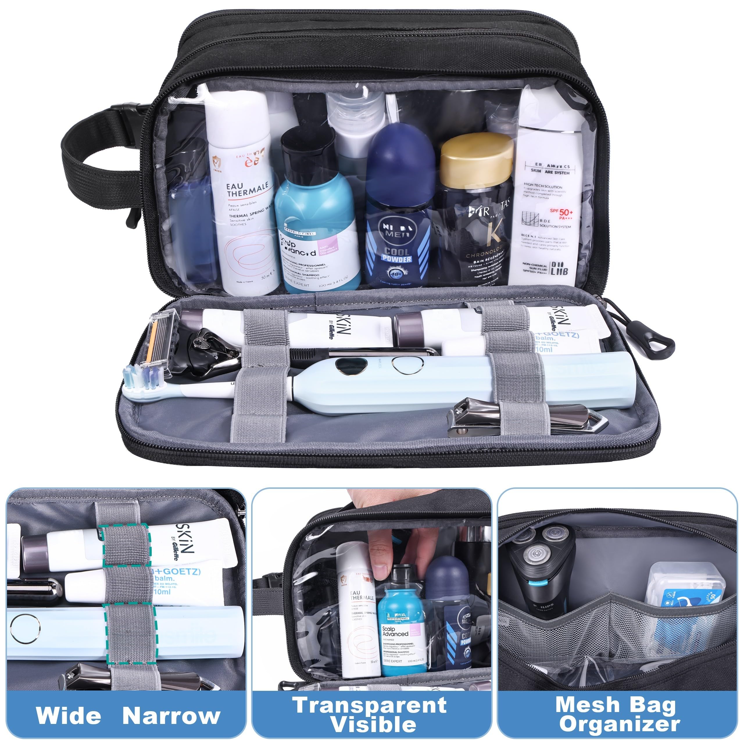 HILOMON bag open main compartment highlights transparent visibility for quick item checks