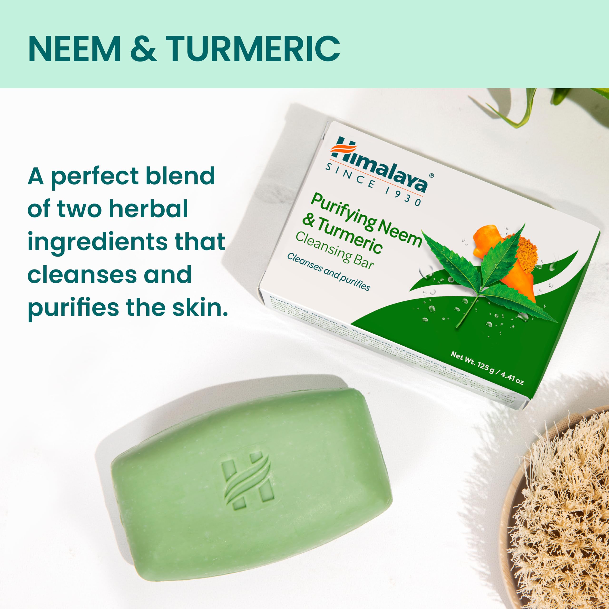 Barra Himalaya Neem y Curcuma, textura: espuma rica y suave al usar