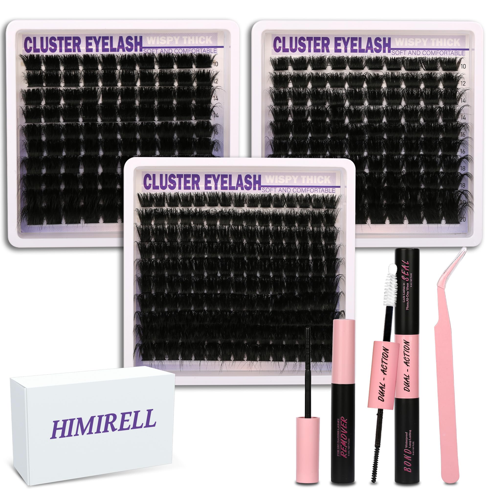 Himirell lashes clusters kit in three styles for customizable volume and natural look