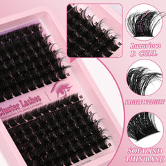 Himirell natural curl lash clusters blending with real lashes