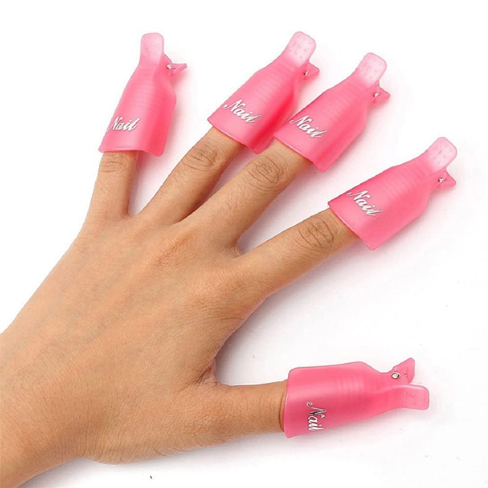 HiMo pink nail art soak-off cap clip for quick removal and reuse