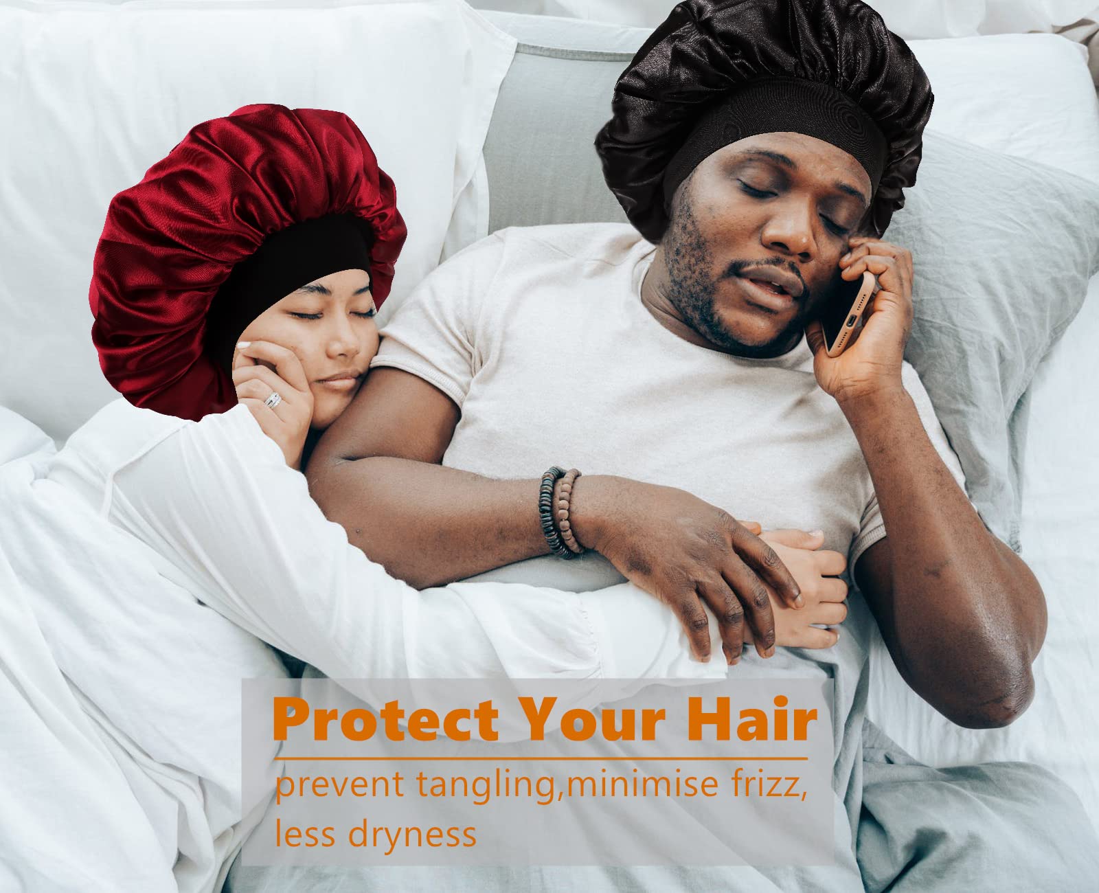 Himoswis bonete de satén para dormir, uso nocturno: práctico para dormir y tratar cabello