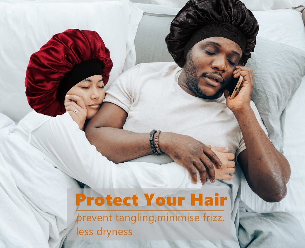 Himoswis bonete de satén para dormir, uso nocturno: práctico para dormir y tratar cabello