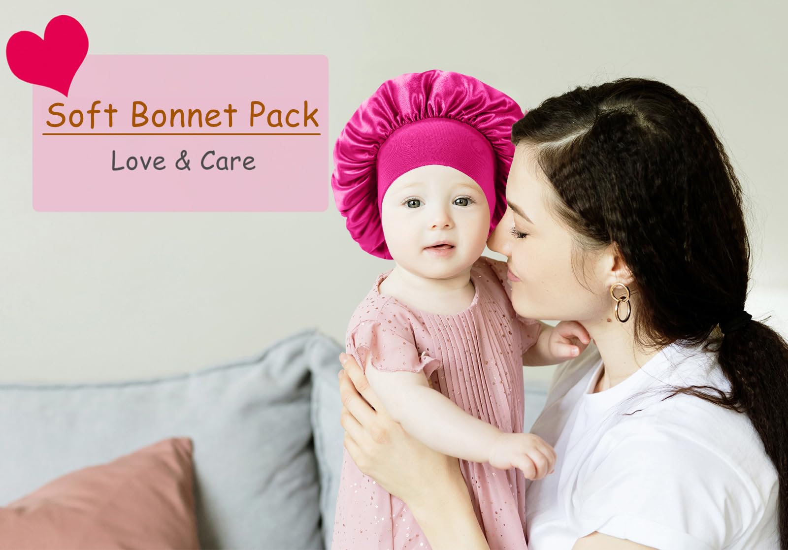 Gorro de seda Himoswis beige para niños, banda suave evita irritaciones