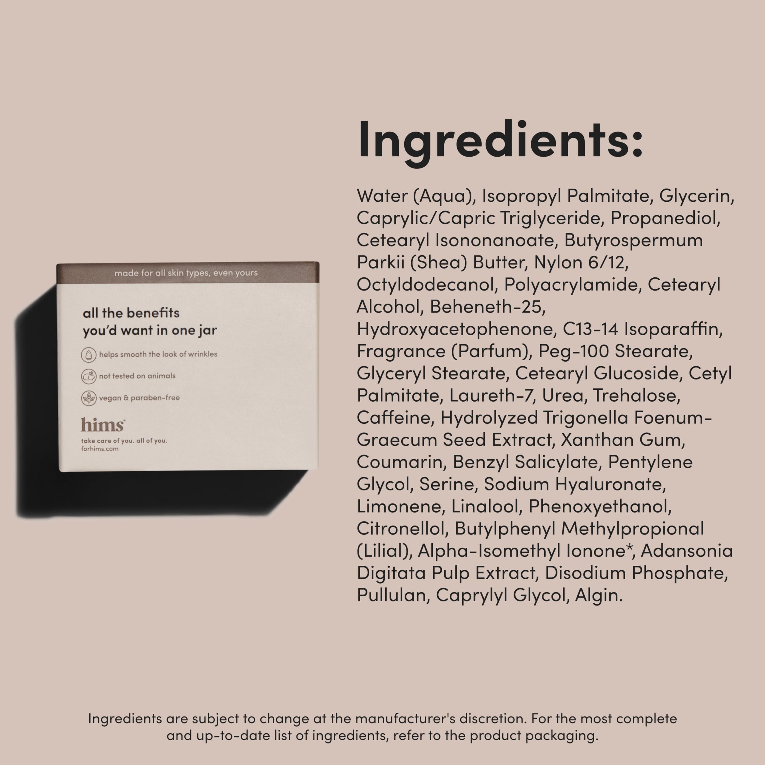 hims Goodnight Wrinkle Cream ideal para piel seca o grasa, rutina nocturna