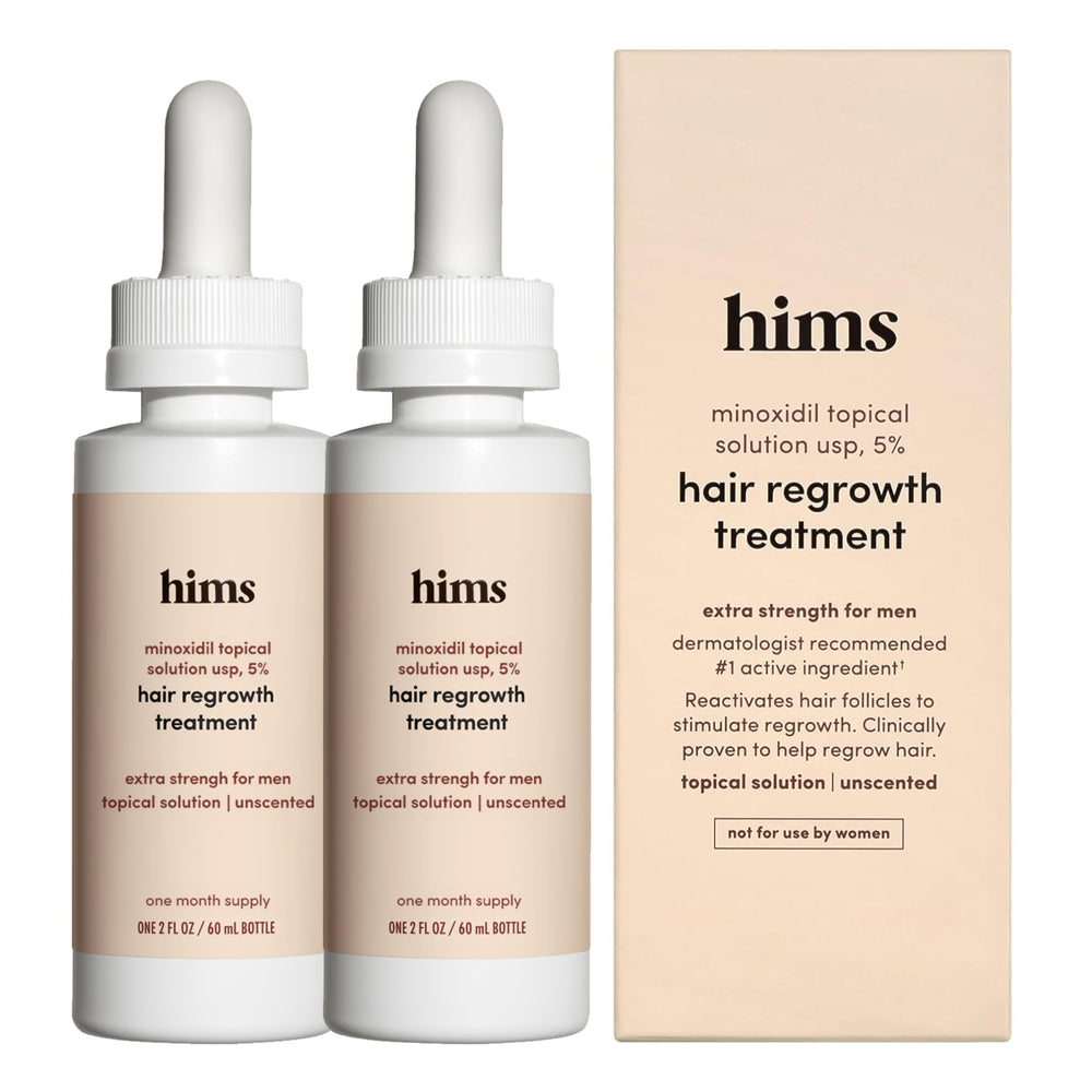 hims Hair Regrowth bottle for easy, daily scalp application.