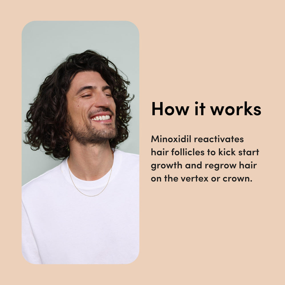 hims Hair Regrowth scalp-application shows precise 1 mL dosing to the thinning area.