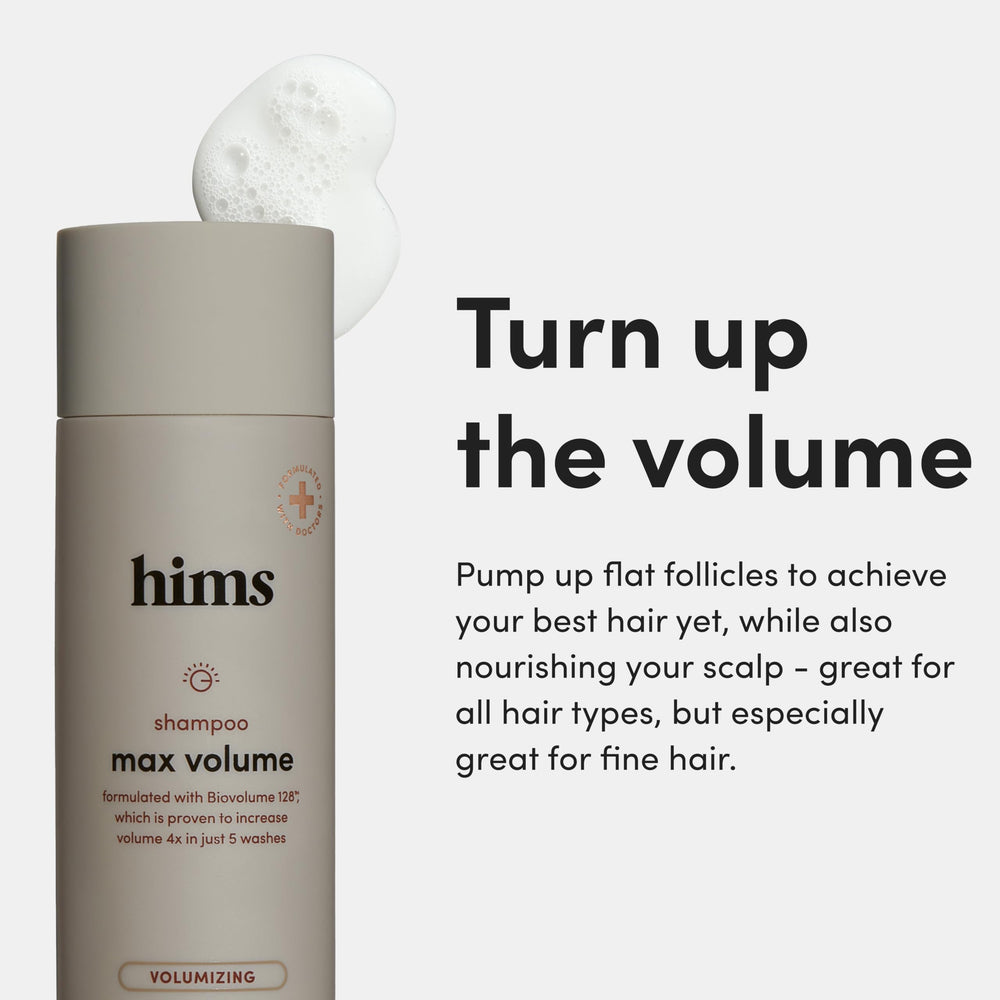 Biovolume 128 ingredient badge highlighting volume-focused formula for hair.