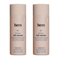 Hims & Hers Full Volume Shampoo bottle pour for easy daily use.