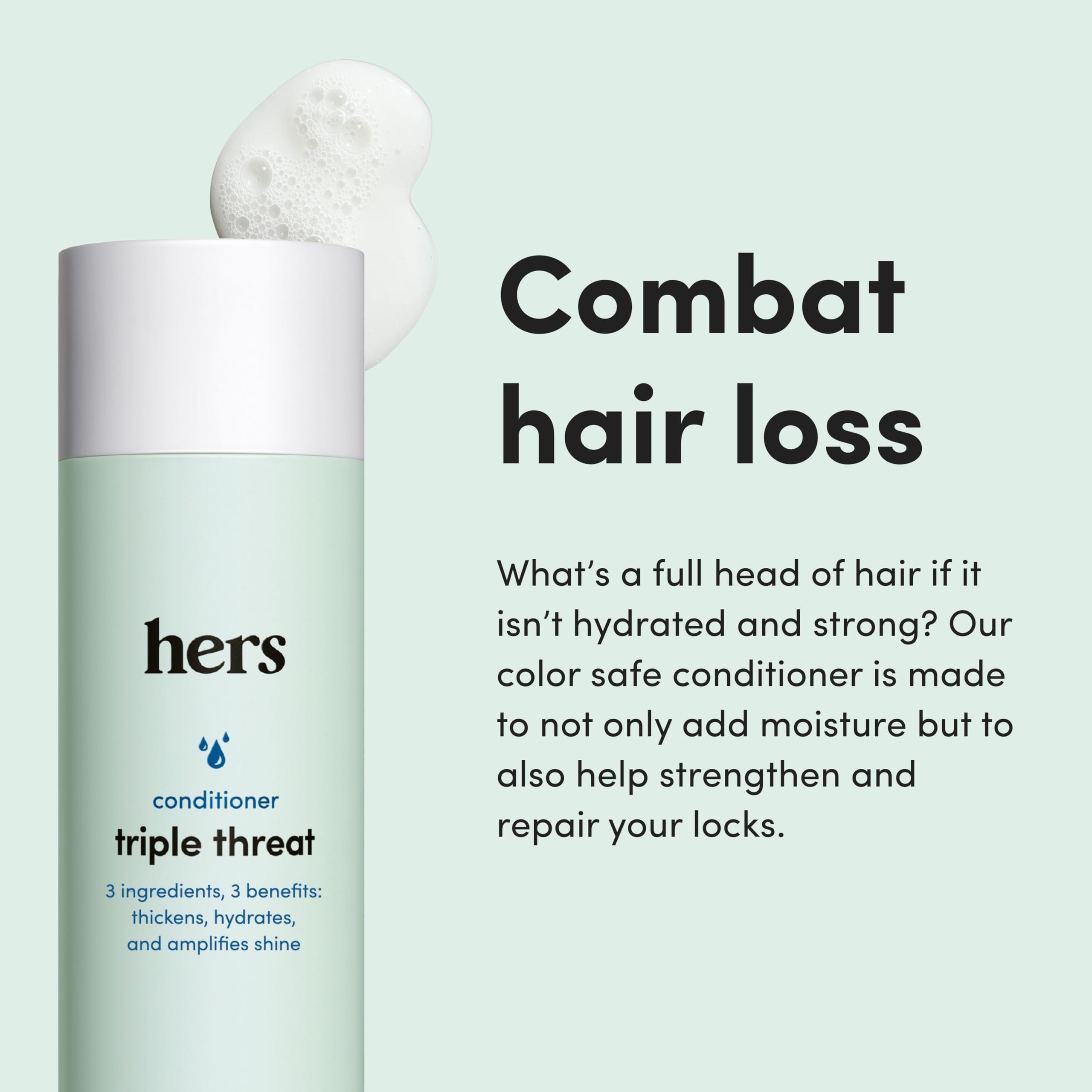 Hims & Hers Triple Threat Conditioner 2-pack box for convenient daily use
