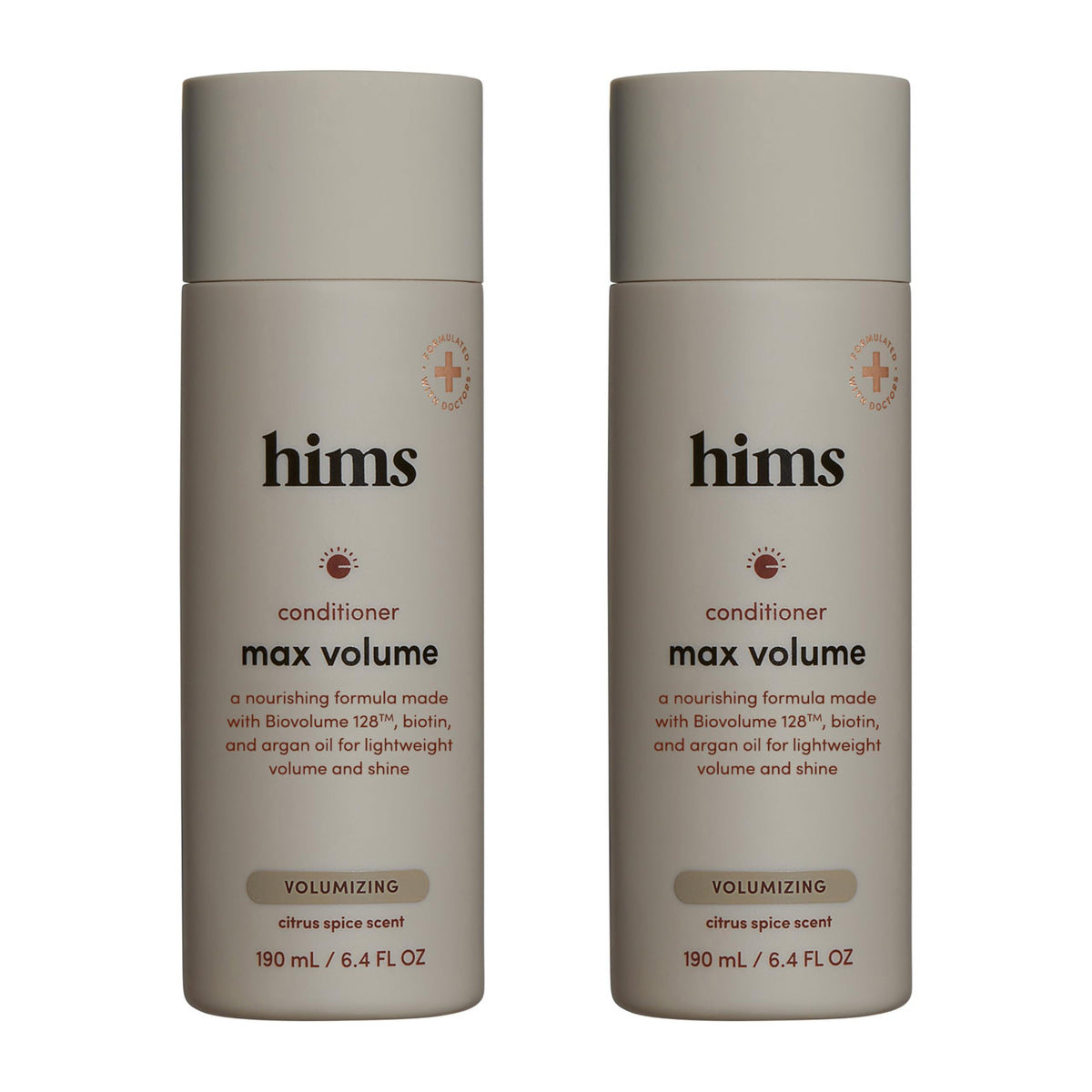 Hims Max Volume Conditioner bottle pouring for lightweight hydration and root lift