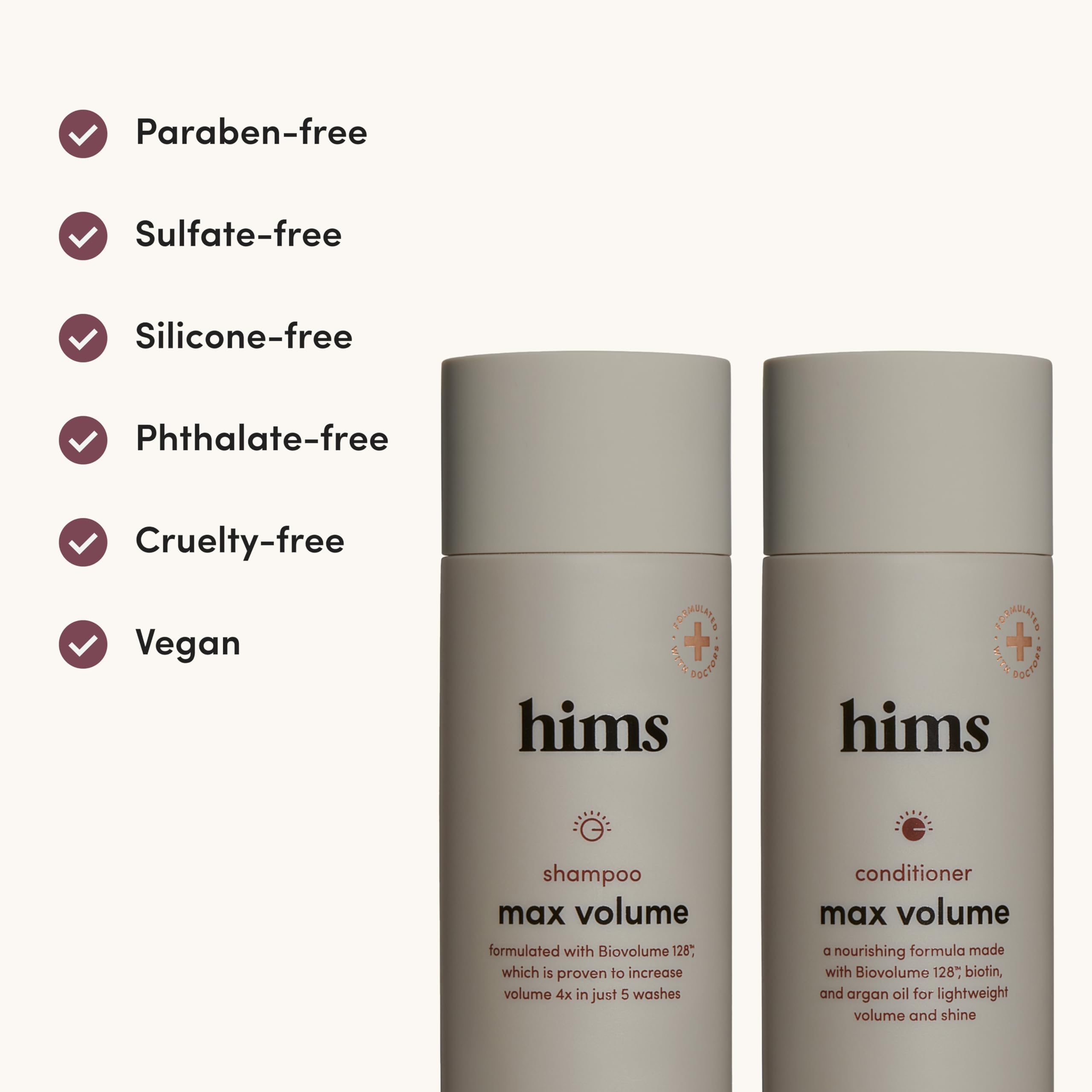 Hims Max Volume Shampoo lather demonstrates clean cleansing and lift.