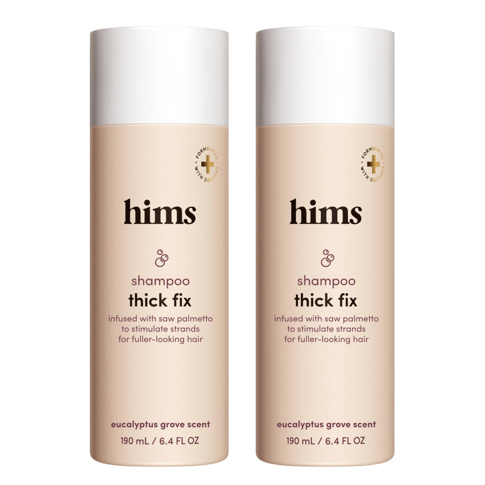 Hims Thick Fix Shampoo bottle front view for daily scalp cleansing.