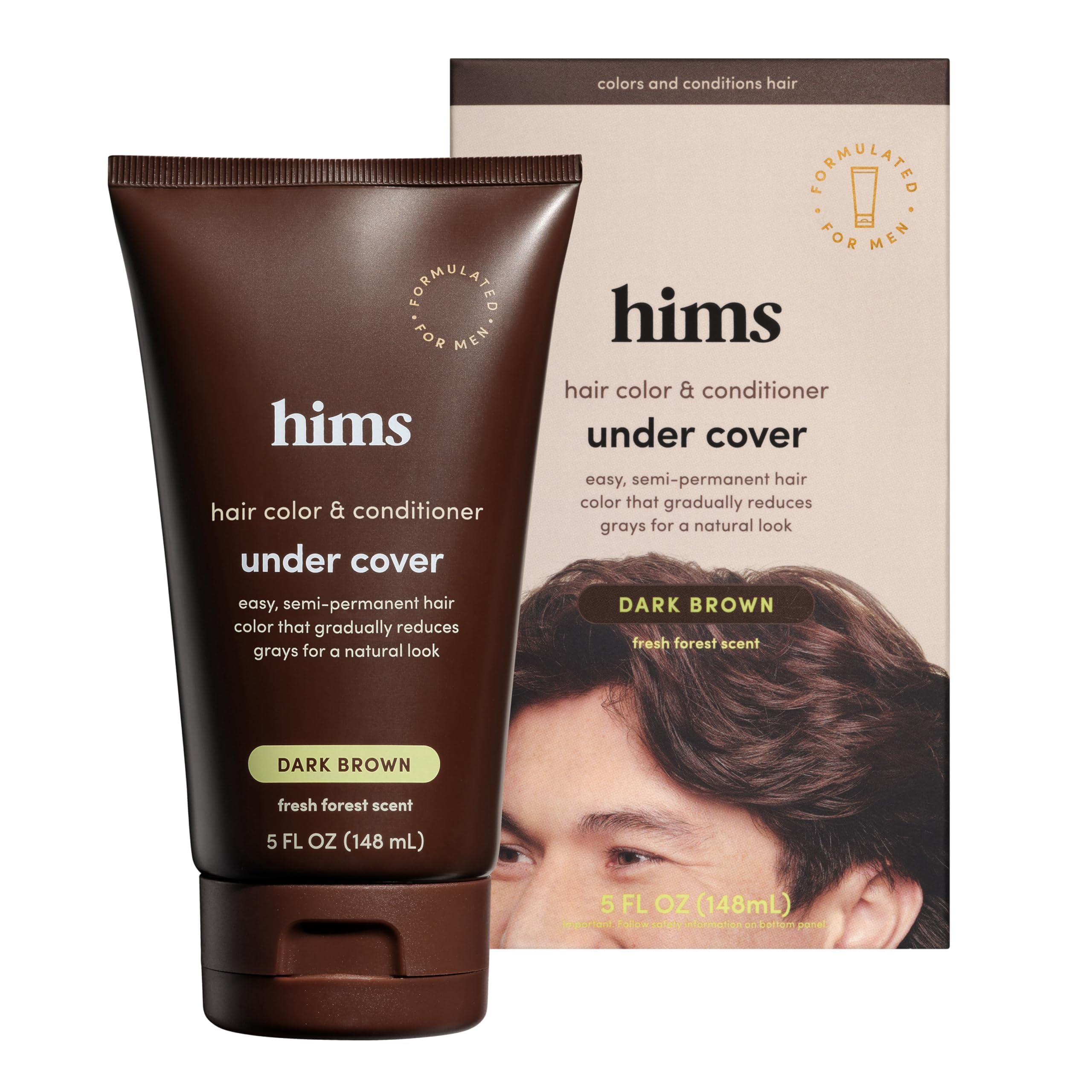 hims Under Cover bottle pour demonstrates easy in-shower color deposit.