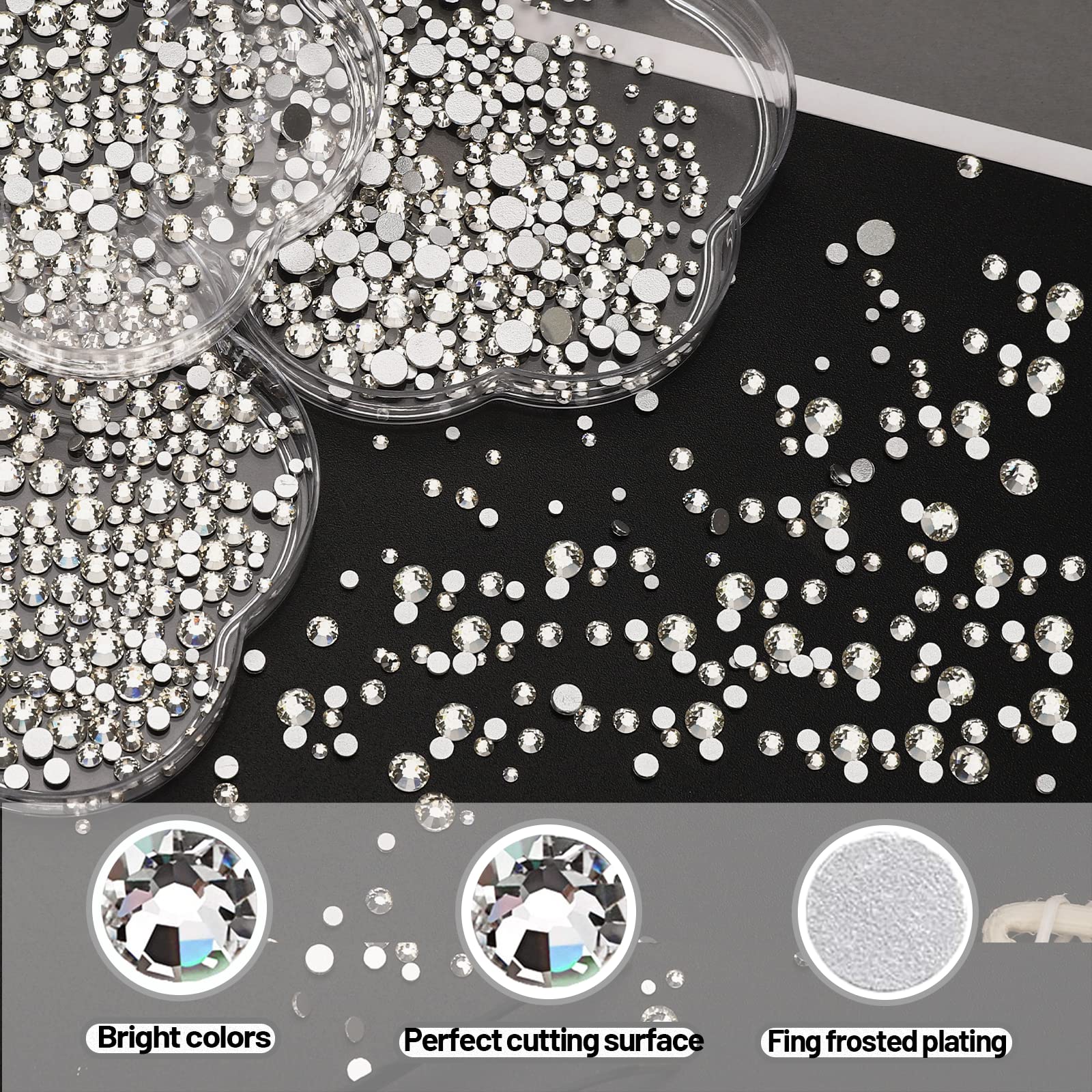 HINABTRU diamantes cristal con reflejo de luz, realzan brillo en uñas y maquillaje.