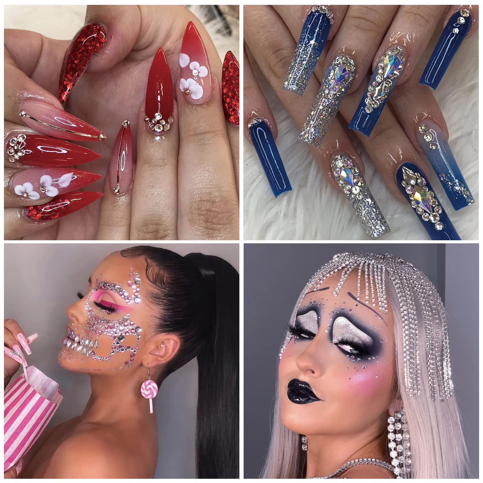 HINABTRU siete tamaños de piedras cristal, para creatividad en uñas.