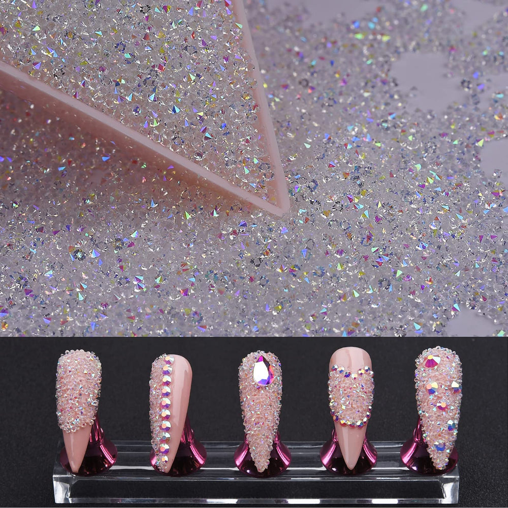 HINABTRU ultra mini 1.2mm rhinestones with AB iridescence for dazzling nails