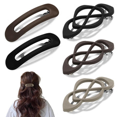 HINGTAI 5-piece flat barrettes set for secure, gentle hair hold all day.