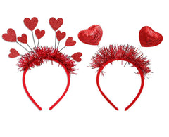 Diademas HIPIHOM con dos corazones rojos para atuendos románticos en fiestas.