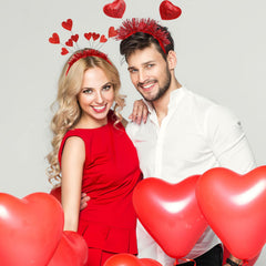 Diadema HIPIHOM con corazón rojo y lentejuelas para un brillo festivo.