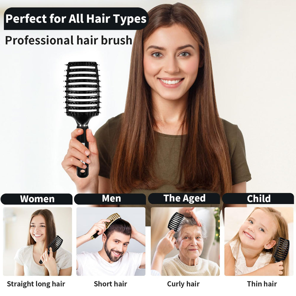 HIPPIH detangler brush for kids and men minimizes tugging during styling