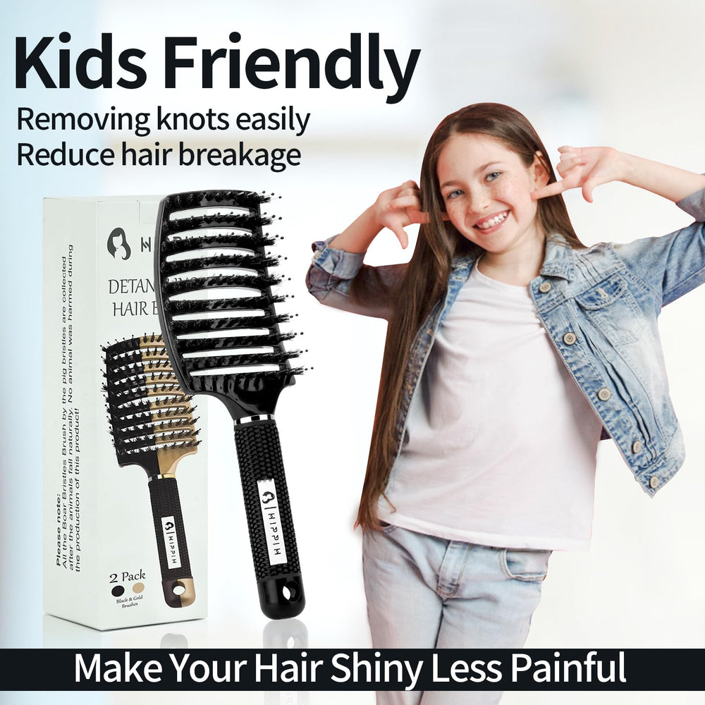 HIPPIH natural boar bristles and nylon pins distribute oils