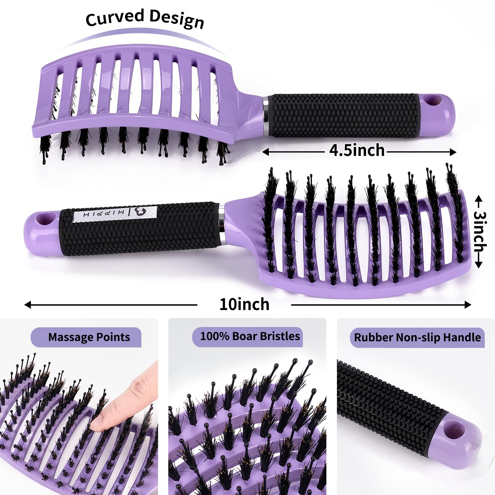 HIPPIH wet-dry hair brush with ergonomic handle for comfortable styling.