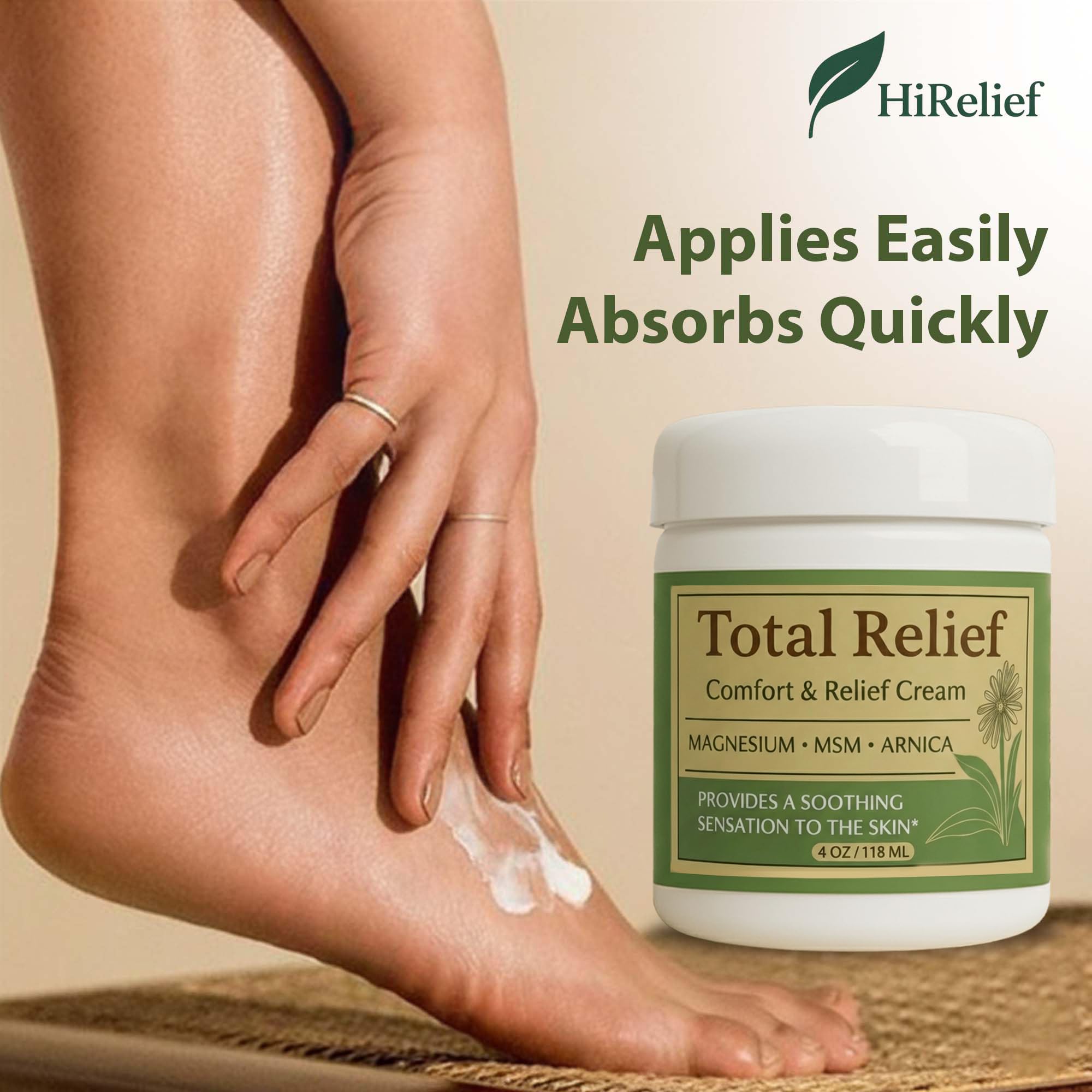 HiRelief Total Relief magnesium cream daily-use jar ready for routine care.