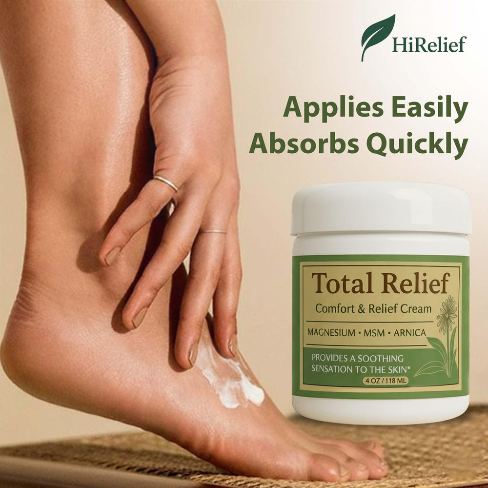 HiRelief Total Relief magnesium cream daily-use jar ready for routine care.