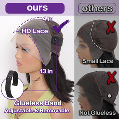 HIRIREMY hd transparent lace blends with skin tone for natural appearance.