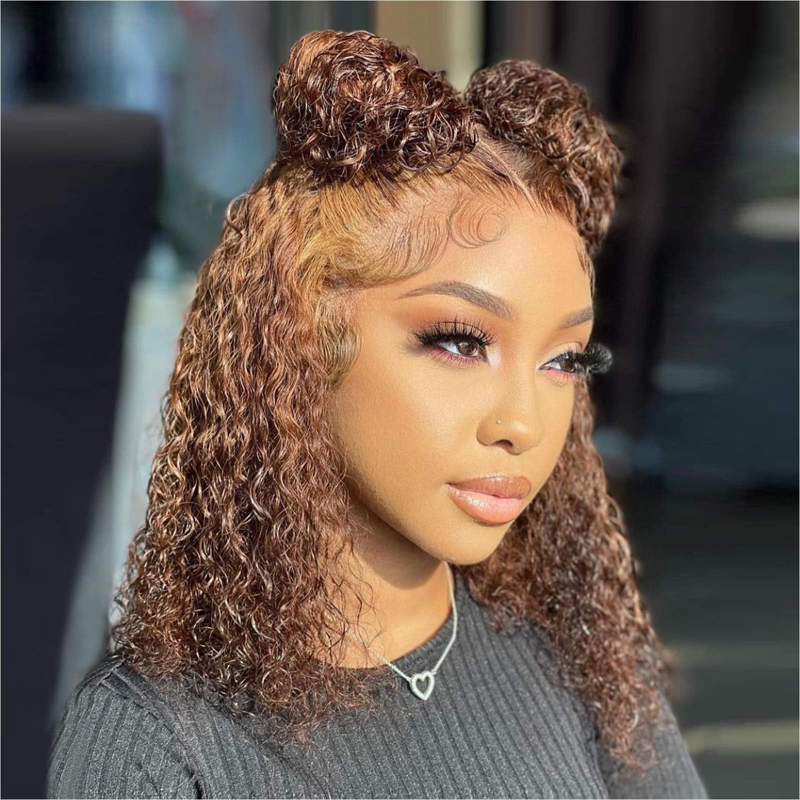 HIRIREMY Curly Bob Wig with deep wave texture for easy wear.