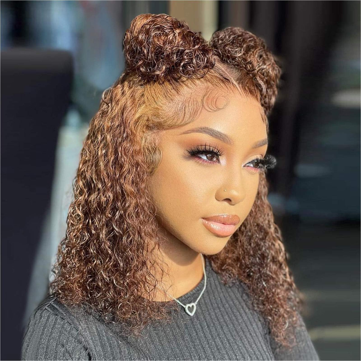 HIRIREMY Curly Bob Wig with deep wave texture for easy wear.