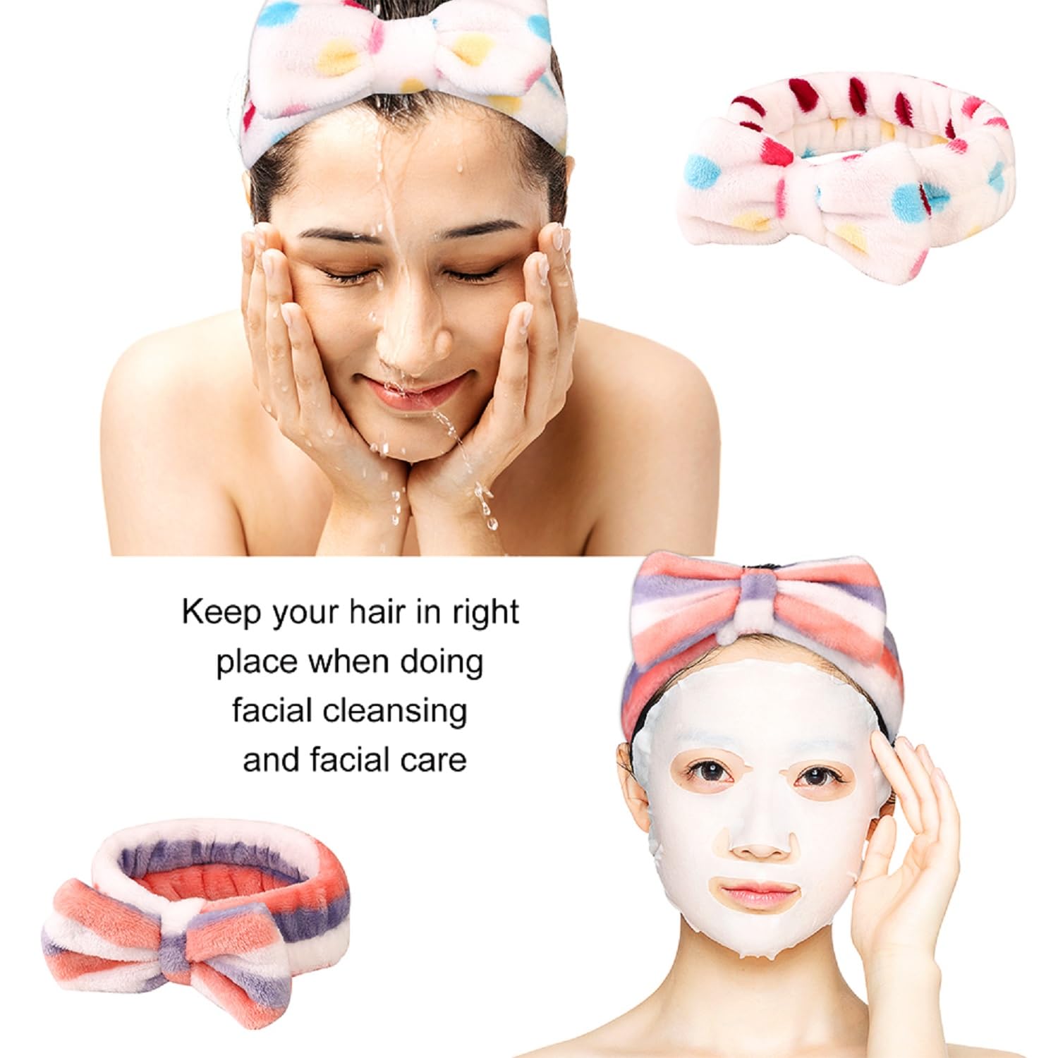 Hishexin 8-pack banda para cabello con diseño de lazo, mantiene el cabello recogido.