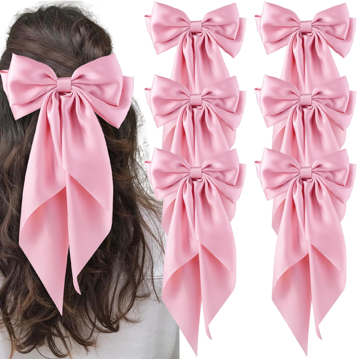 Hisial broches grandes rosa con clip sólido, ideal para peinados de uso diario.