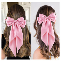 Hisial broches grandes rosa, lazo de cola larga para peinados duraderos.