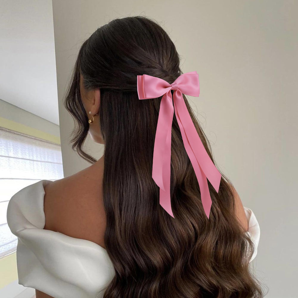 Hisial hair bows clip red satin bow for bold outfits and steady hold.