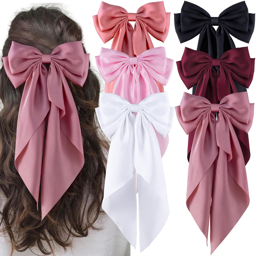 Hisial large bow hair clip in silky satin for elegant everyday styling.
