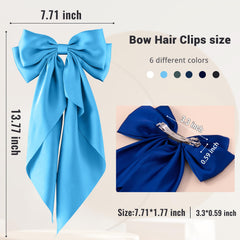 Hisial satin bow clip in sky blue for playful accents