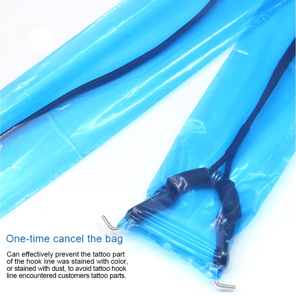 Hisight tattoo clip cord cover blue in-use protecting a machine cord