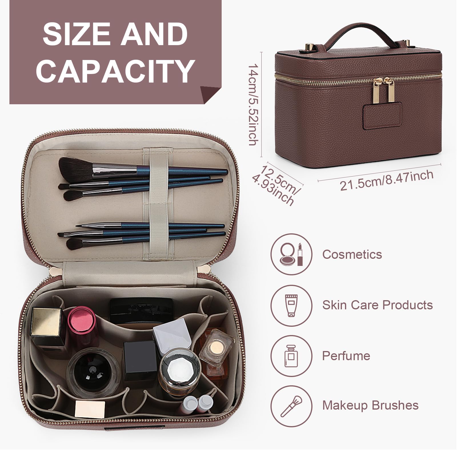 HiTotes removable divider inside view keeps cosmetics organized and accessible.