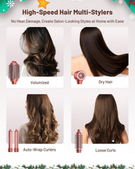 Hittiona auto-wrap curlers creating effortless curls with directional airflow.