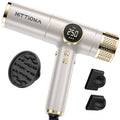 HITTIONA Dual Voltage Travel Hair Dryer with Magnetic Diffuser - 2000W, Fast Dry, Low Noise, Lightweight, European 110-240V (Gold)