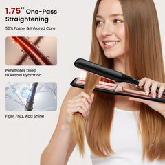 HITTIONA Flat Iron wide plates cover more hair per pass for quicker styling.