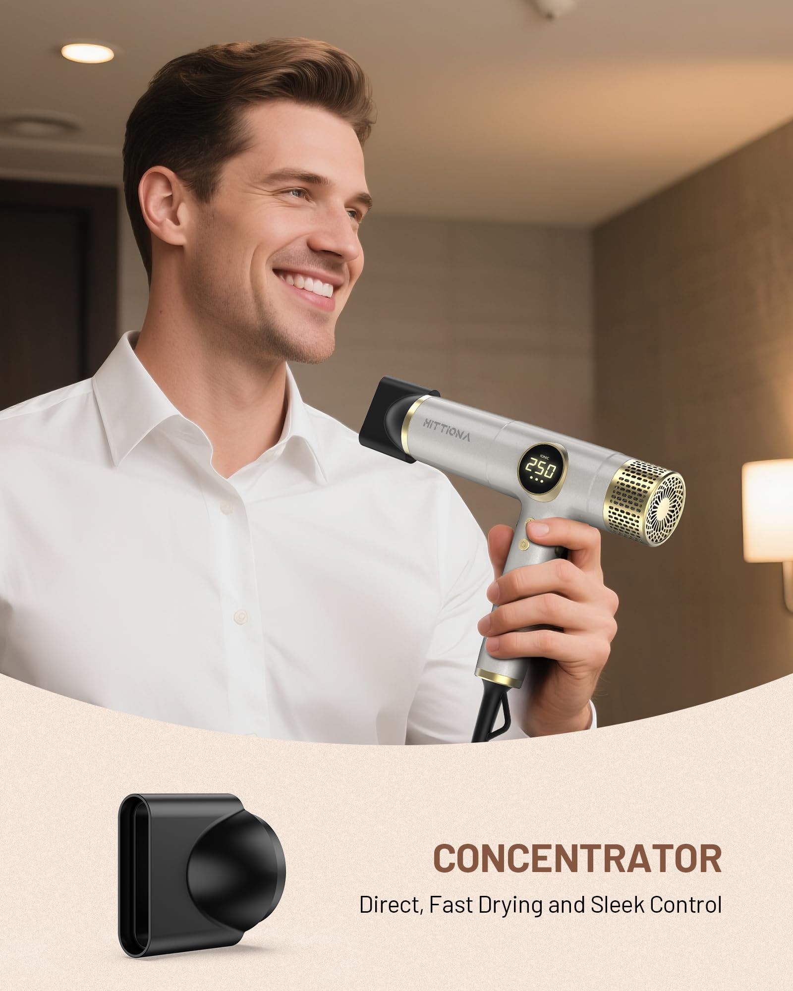 Hittiona brushless motor provides powerful airflow for fast drying.