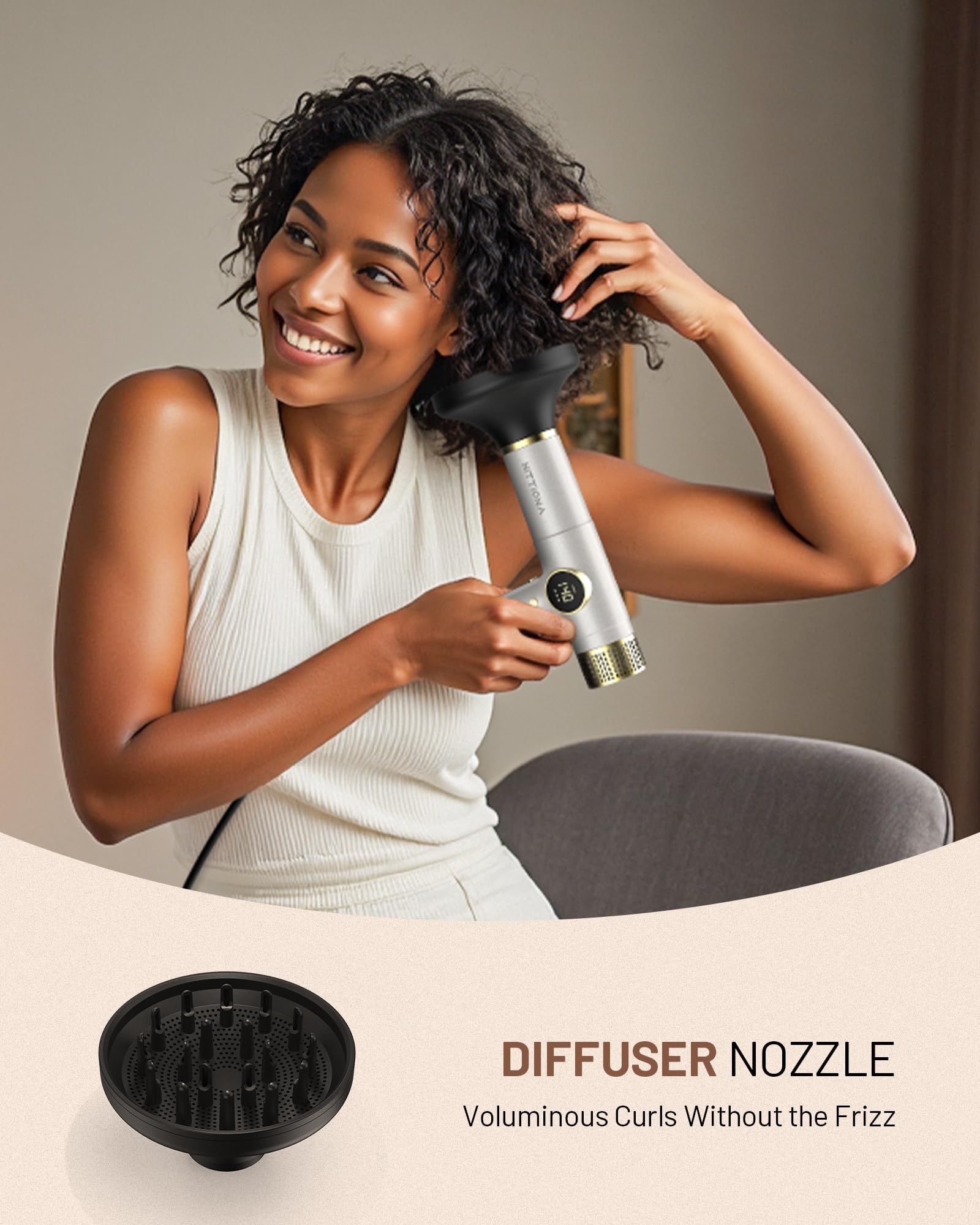 Hittiona ionic technology delivers smoother-looking hair with reduced frizz.